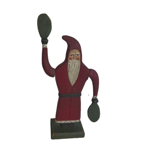 Vintage Randy Tate Wooden Paddle Santa Rustic Primitive Americana Signed - Picture 6 of 6